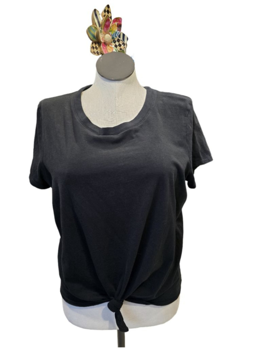 Madewell Black T-Shirt With A Front Knot Size XL